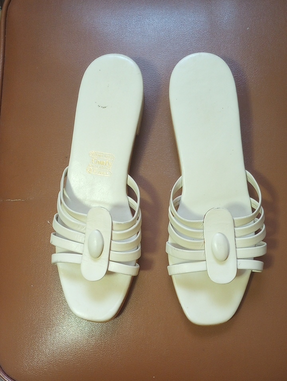 Daniel Green Comfy Vintage Neutral Cream Summer Slippers/Sandals, Sz 7-8